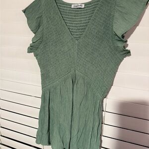 Green Ruffled Sleeve Top